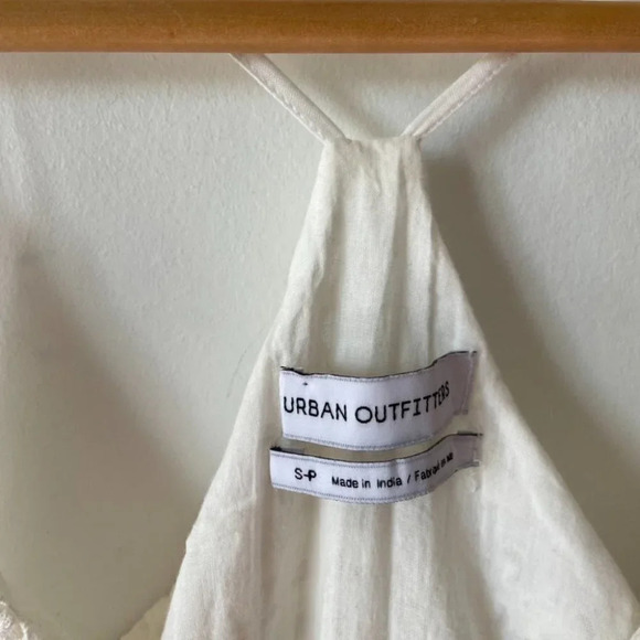 Urban Outfitters Leo Embroidered Tulip Midi Dress Cream White Sz S - Picture 7 of 8